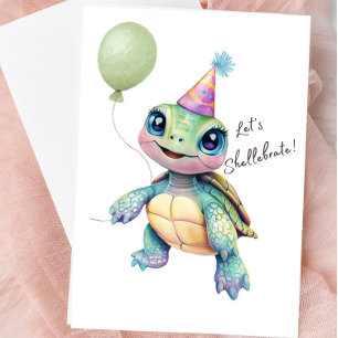 Carte blanche mignonne Tortue – Fêtons dans notre 