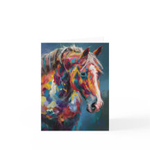 Carte blanche multicolore Cheval