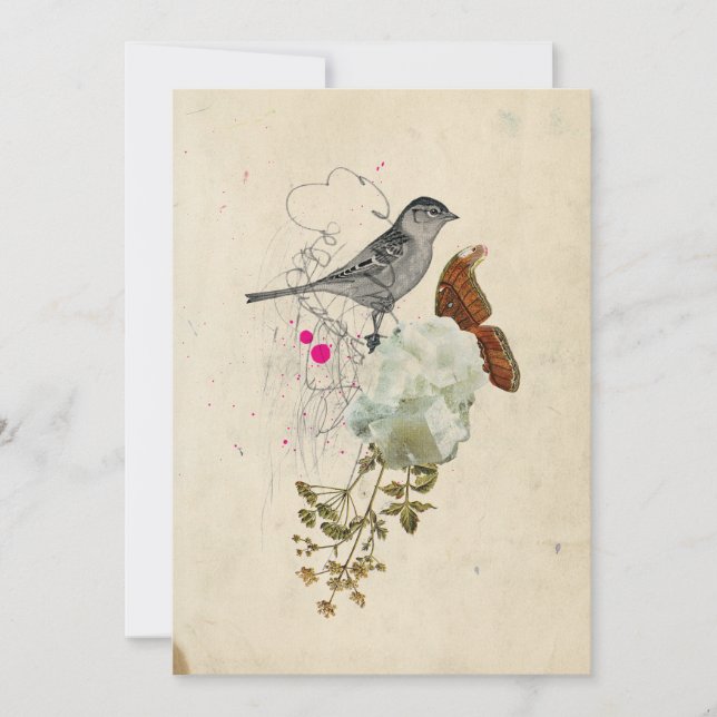 Carte blanche Oiseau et papillon (Devant)