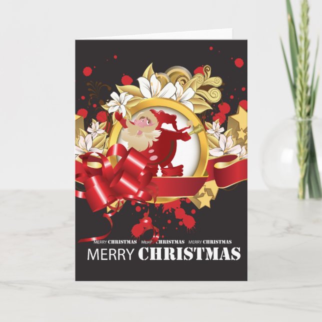 Carte blanche ornée du Père Noël (Devant)