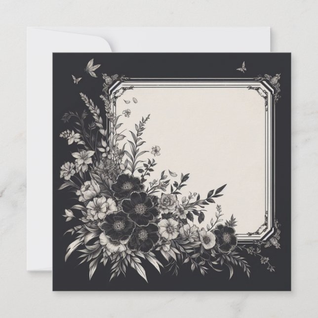 Carte blanche personnalisée - Modèle noir et blanc (Devant)