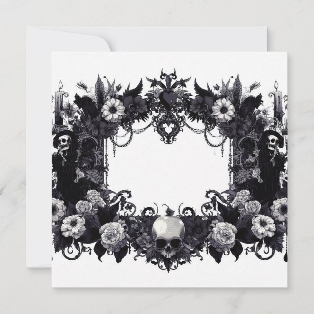 Carte blanche personnalisée - Modèle noir et blanc (Devant)