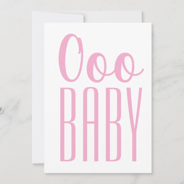 Carte blanche Pink Ooo BÉBÉ : Bébé fille ou douche (Devant)