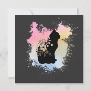 Carte blanche pour chat aquarelle