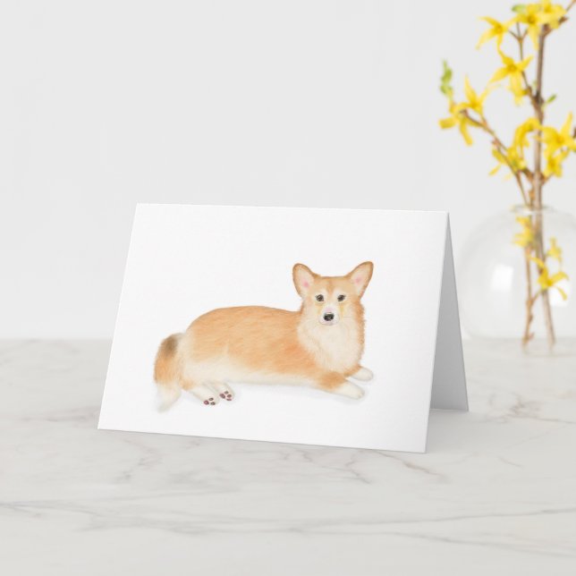 Carte blanche Red Pembroke Welsh corgi (Fleur jaune)