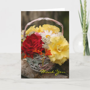 Carte blanche rose Merci Bouquet