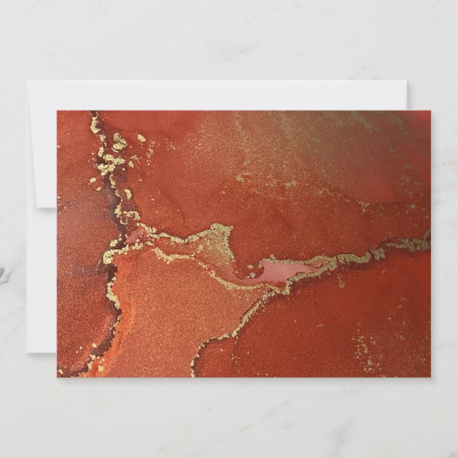 Carte blanche rouge et or en encre d'alcool Abstra (Devant)