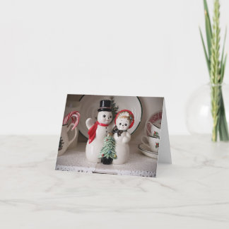 Carte blanche Vintage Christmas Snowman