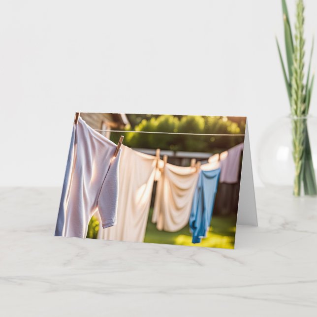 Carte Blanchisserie Anniversaire Suspendue Sur Clothesli (Devant)