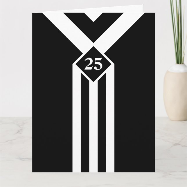 Carte Blancs et Chevrons sur Noir avec Monogramme (Devant)