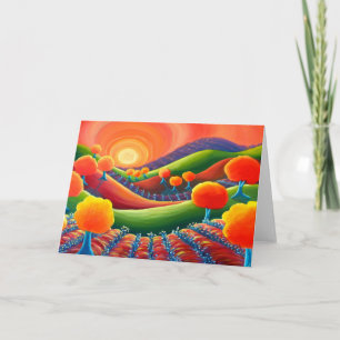 Carte Blank art greeting card, original sunset card