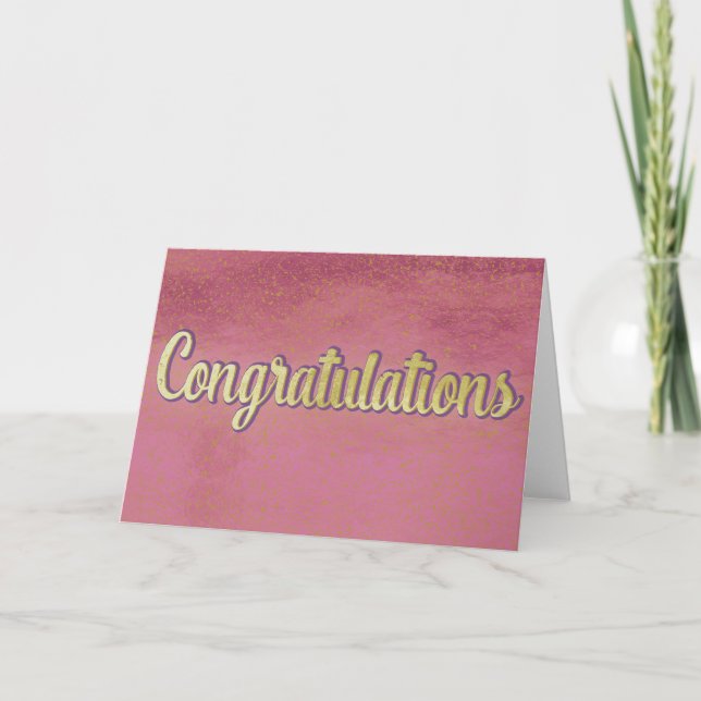 Carte Blank Félicitations Pink and Gold (Devant)