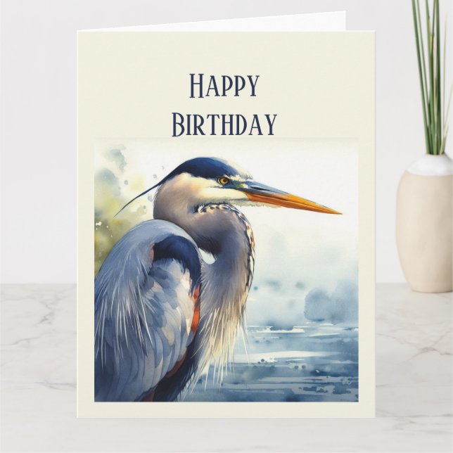 Carte Blank Great Blue Heron Faune Oiseau Art Nature (Devant)