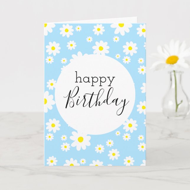 Carte Blank Happy Birthday Daisy Flower Pattern (Petite plante)