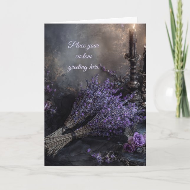 Carte Blank Moody, Elegant Lavender Floral Editable (Devant)