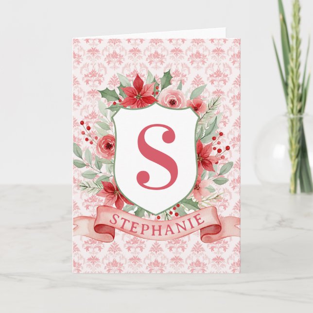 Carte Blason de vacances grandmillennial | Monogramme de (Devant)