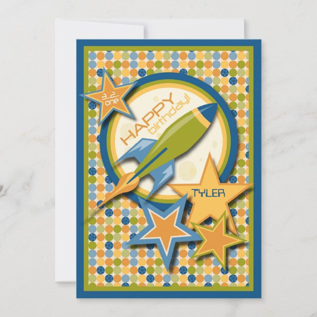 Carte Blast Off ! Anniversaire du vaisseau spatial (Devant)