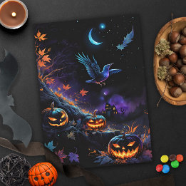 Carte Blessé Samhain Crow et la nuit d'Halloween Citroui