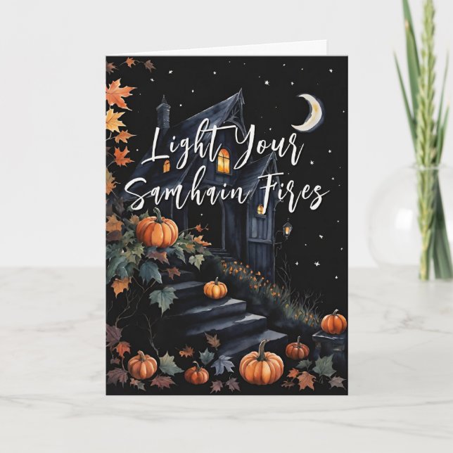 Carte Blessé Samhain nuit Halloween Citrouilles automne (Devant)