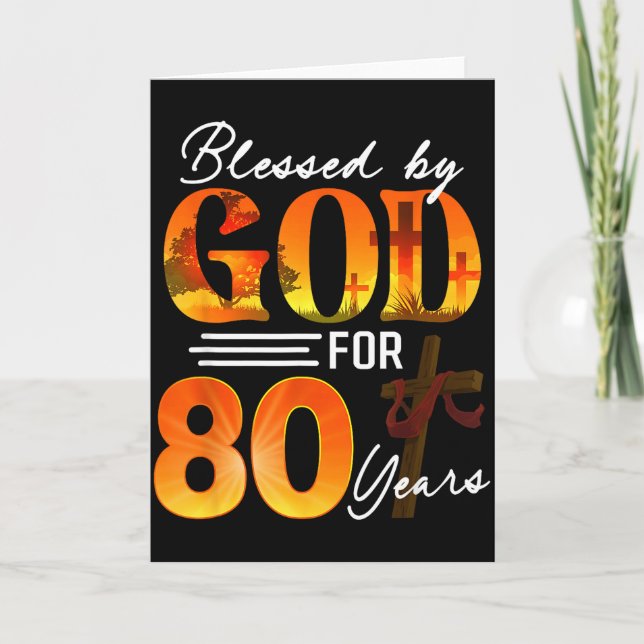 Carte Blessed By God For 80 Years Old Gift 80th Birthday (Devant)