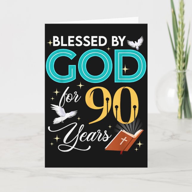 Carte Blessed By God For 90 Years Old 90 Birthday 90th B (Devant)