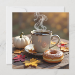 Carte Blessures d'automne, café chaud et beignets