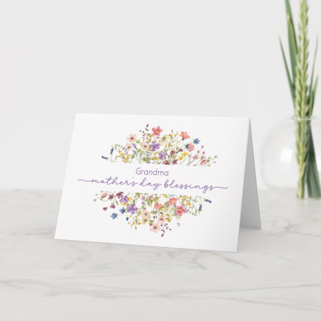 Carte Blessures de la Fête des Mères grand-mère Fleur sa (Devant)