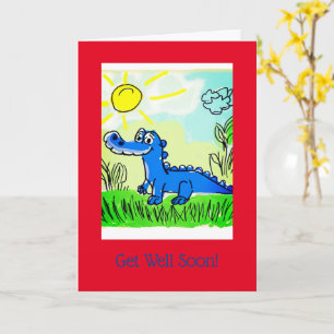 Carte Bleu Alligator Kids, 5" x 7" Plié Get Well Card