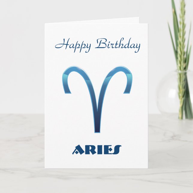 Carte Bleu Baies Signes Zodiac Joyeux Anniversaire (Devant)