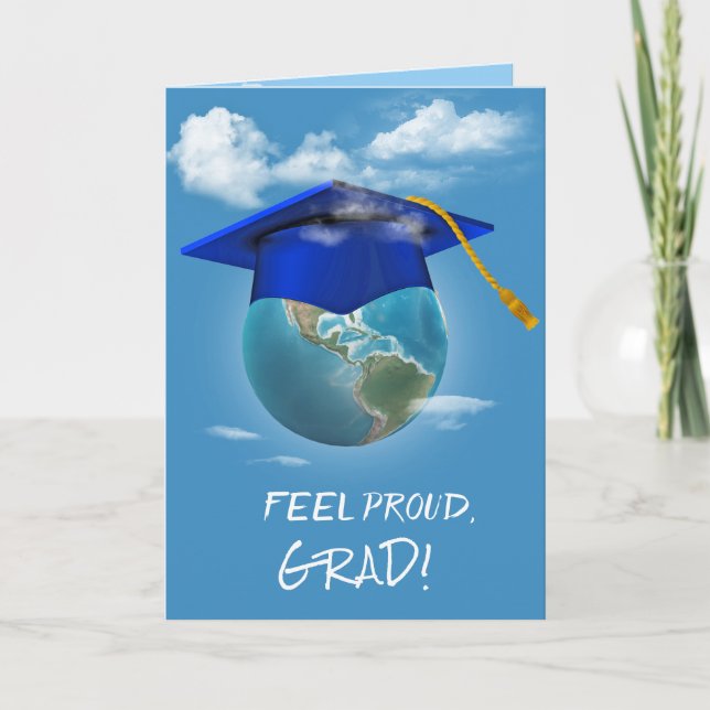 Carte Bleu Cap de Graduation sur la planète Terre (Devant)