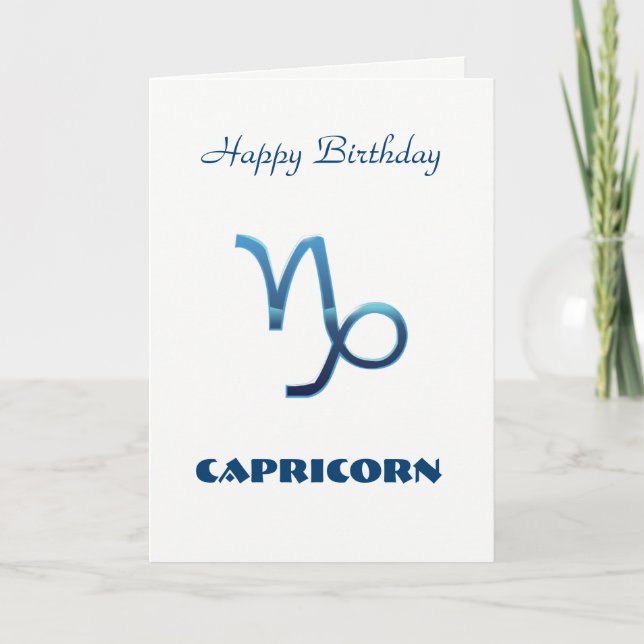 Carte Bleu Capricorne Signes Zodiac Joyeux anniversaire (Devant)