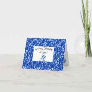 Carte Bleu cobalt élégant feuilles tropicales Joyeux Ann