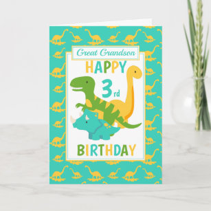 Carte Bleu d'anniversaire du grand-fils Dinosaur
