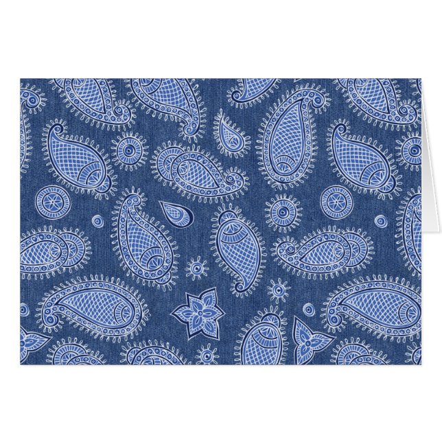 Carte Bleu Denim Paisley Blair Note (Devant Horizontal)