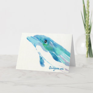 Carte Bleu Dolphin Aquarelle