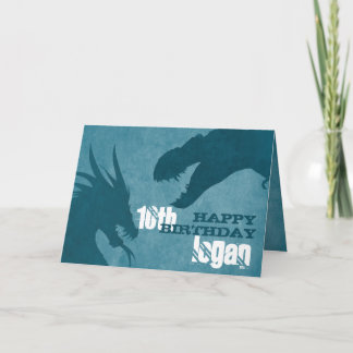 Carte Bleu Dragon Vs Dinosaur Anniversaire