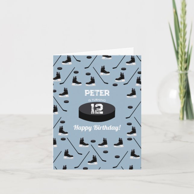 Carte Bleu Dusty Bâton de hockey sur glace, Patins Puck  (Devant)