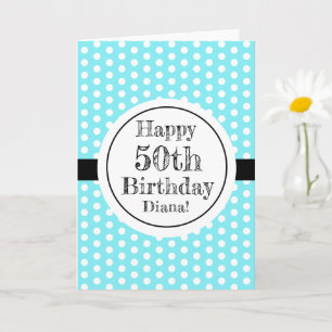 Carte Bleu et blanc 50e anniversaire Pois