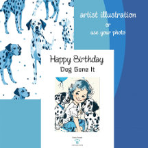 Bleu et blanc illustre Dalmatien | Anniversaire