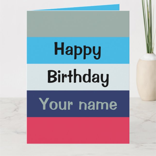 Carte Bleu Et Bourgogne Joyeux Anniversaire (Devant)