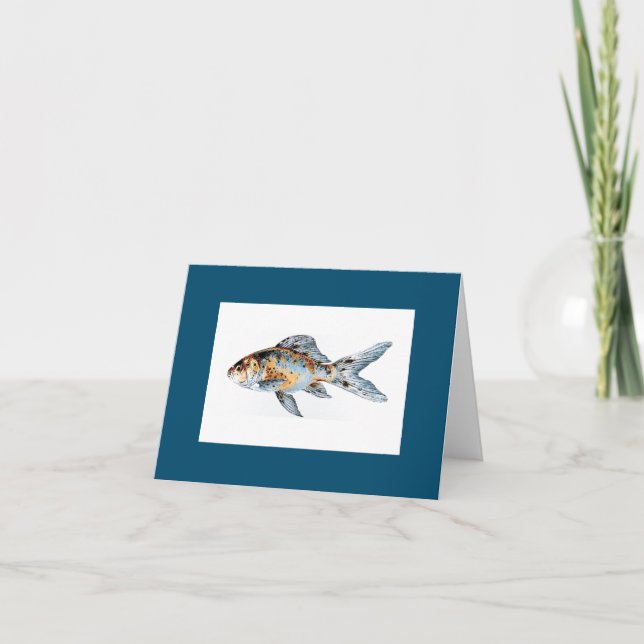 Carte Bleu et orange Shubunkin Goldfish Fine Art (Devant)