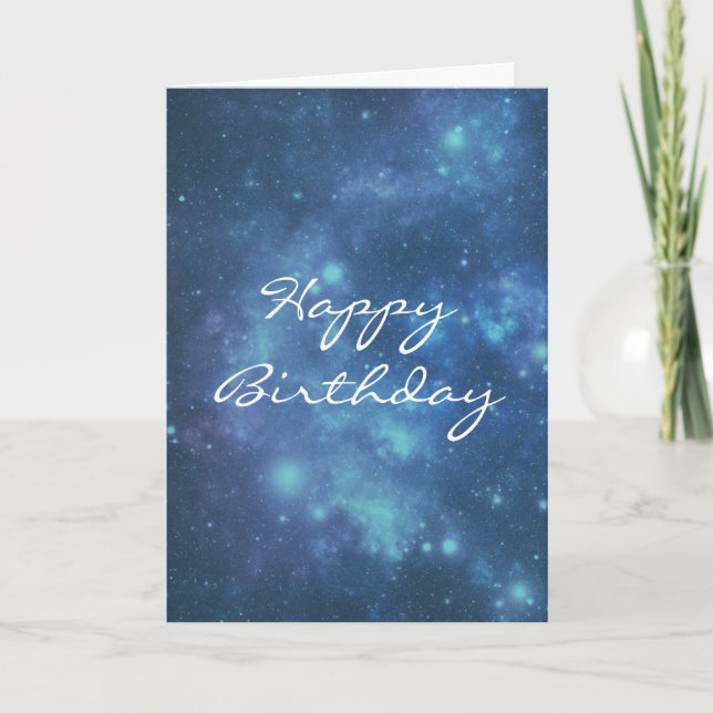 Carte Bleu et pourpre Espace cosmique Image Joyeux anniv (Devant)