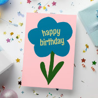 Bleu et rose Fleur moderne mignonne Joyeux anniver