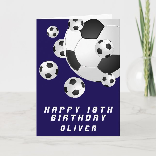 Carte Bleu Football Football Ball Kids Boy Joyeux Annive (Devant)