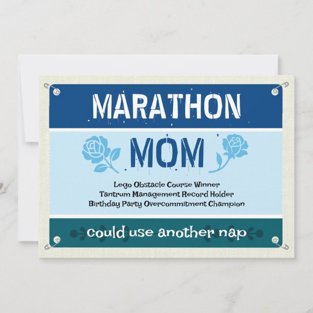 Carte Bleu Maman drôle Marathon Fête des Mères (Devant)