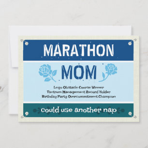 Carte Bleu Maman drôle Marathon Fête des Mères