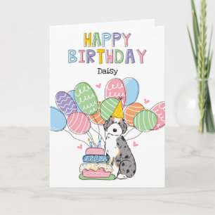 Carte Bleu Merle Tan Aussiedoodle Chien Joyeux Anniversa