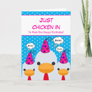 Carte Bleu Mignonne Juste Du Poulet En Joyeux Anniversai
