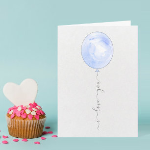Carte Bleu minimaliste Aquarelle Bleue Bleu Ballons Sain