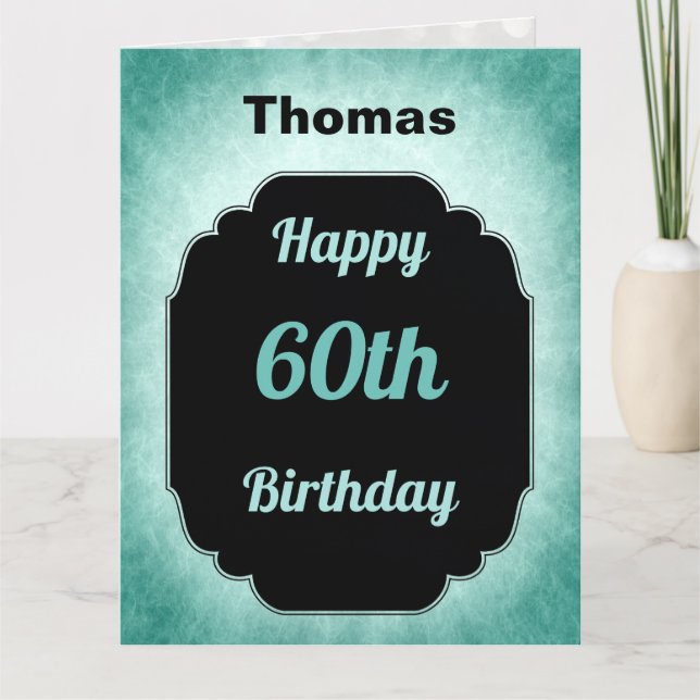 Carte bleu moderne ajouter le nom 60e anniversaire (Devant)